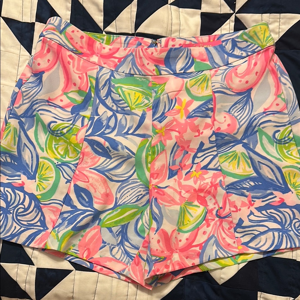 Lilly Pulitzer Pink and Blue High Waist Shorts- Sz. 4- NWT!!
